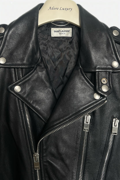 Saint Laurent L17 Double Rider Leather Jacket Black Size 50