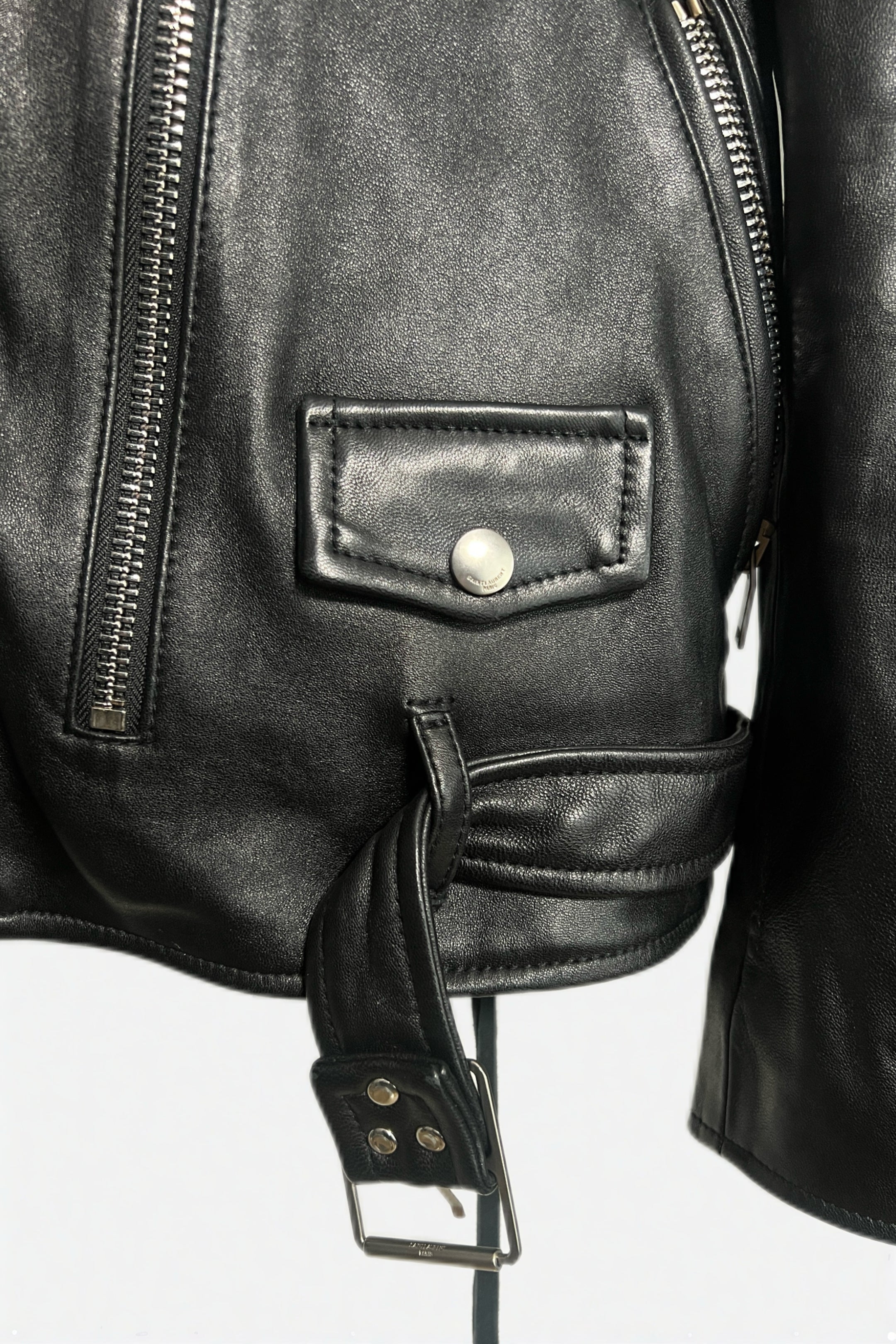 Saint Laurent L17 Double Rider Leather Jacket Black Size 50