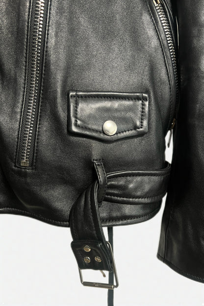 Saint Laurent L17 Double Rider Leather Jacket Black Size 50