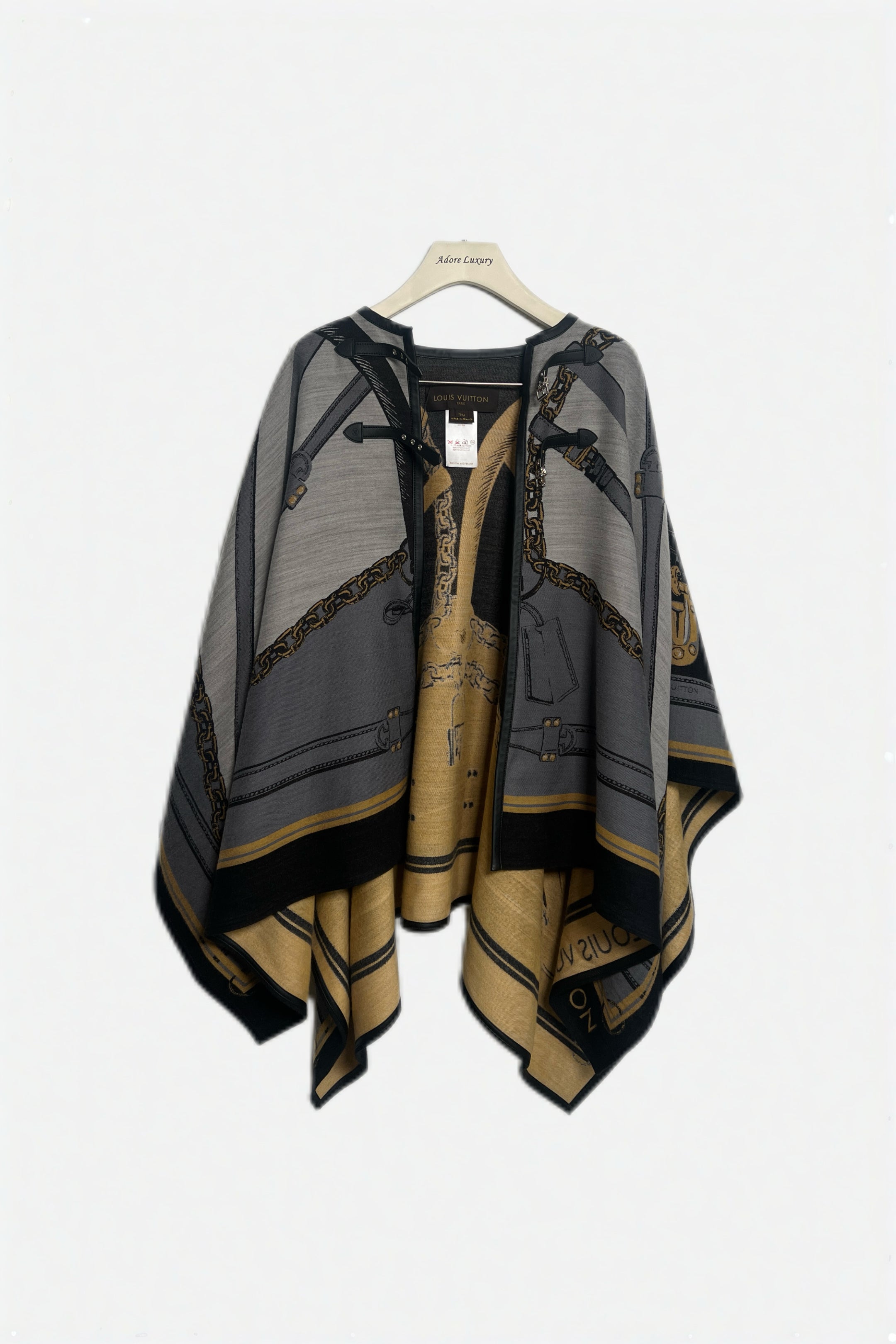 Louis Vuitton Wool/Silk Multicolor Coat Cape Oversized Oversized
