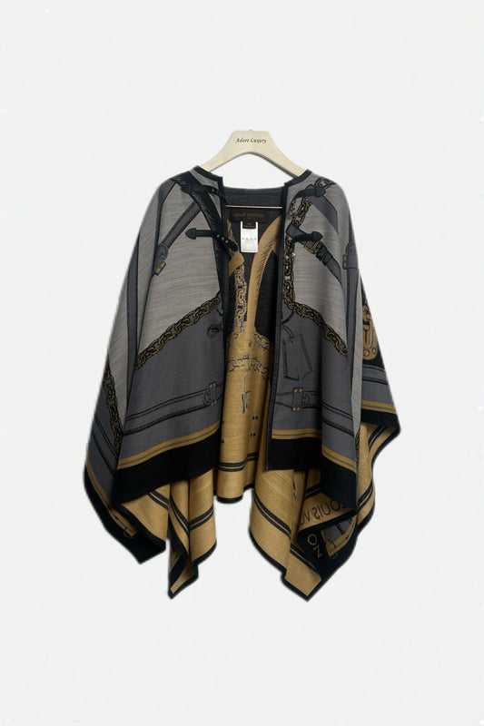 Louis Vuitton Wool/Silk Multicolor Coat Cape Oversized Oversized