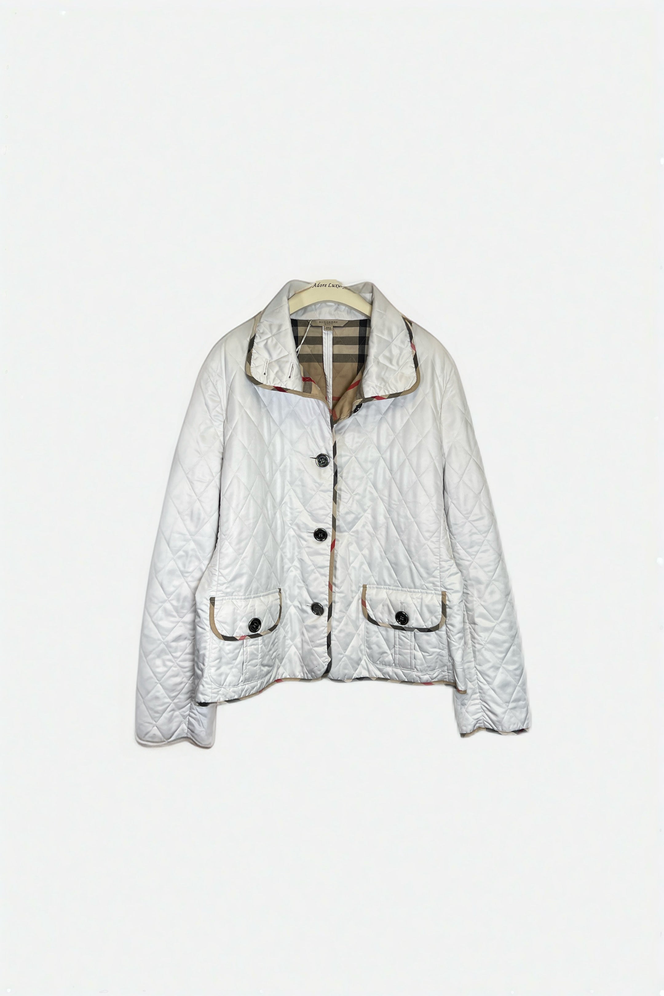 Burberry White Quilted Jacket Size XXL