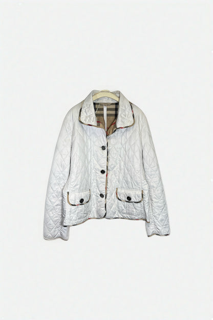 Burberry White Quilted Jacket Size XXL