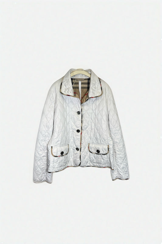 Burberry White Quilted Jacket Size XXL