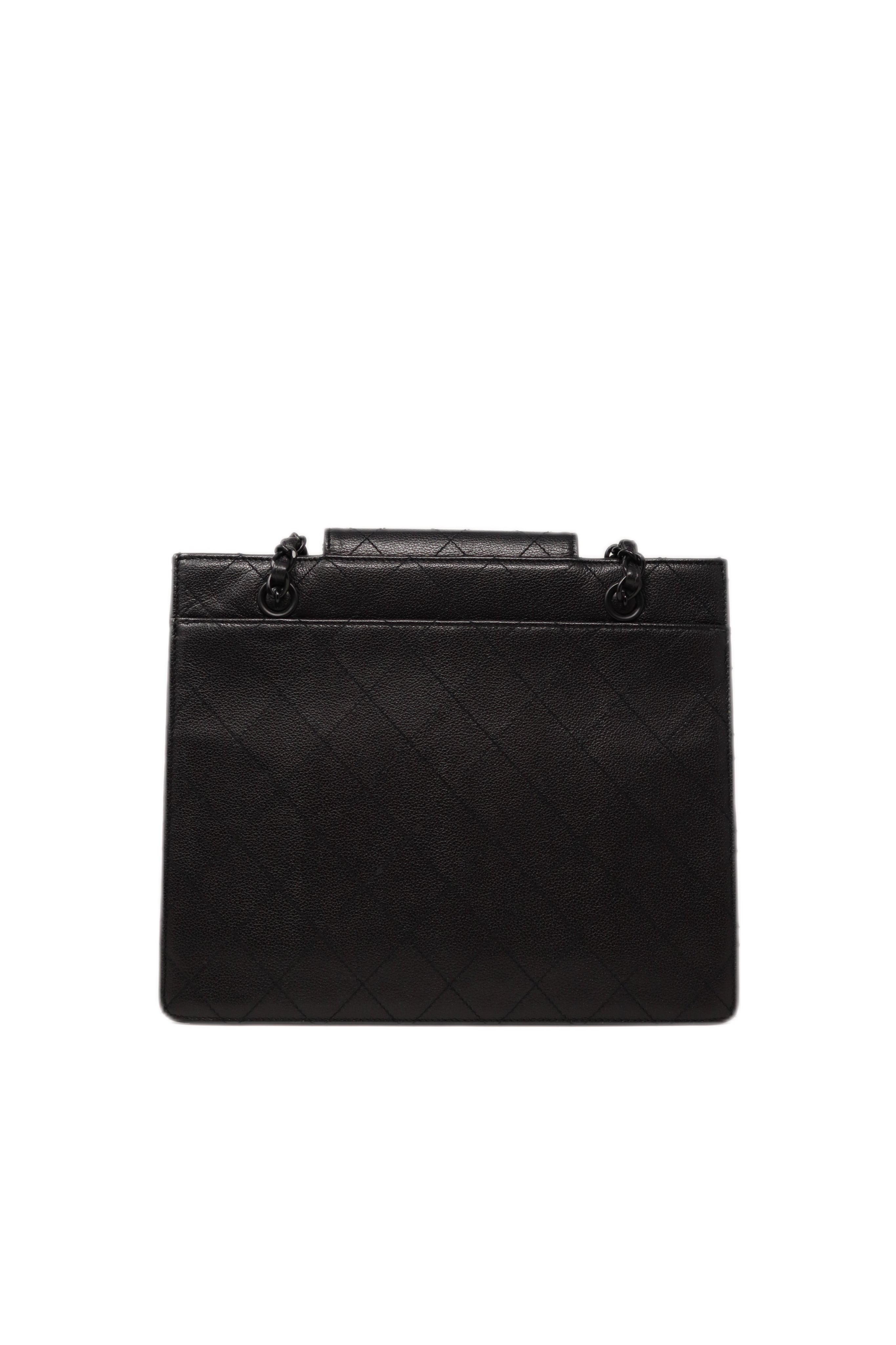 Pre-Owned CHANEL all black Wild Stitch Chain Tote Bag
