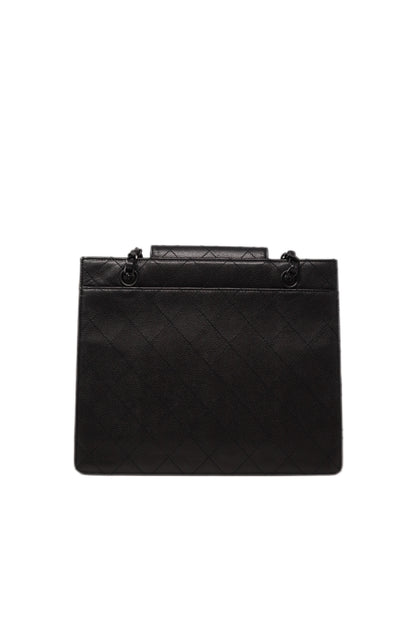 Pre-Owned CHANEL all black Wild Stitch Chain Tote Bag