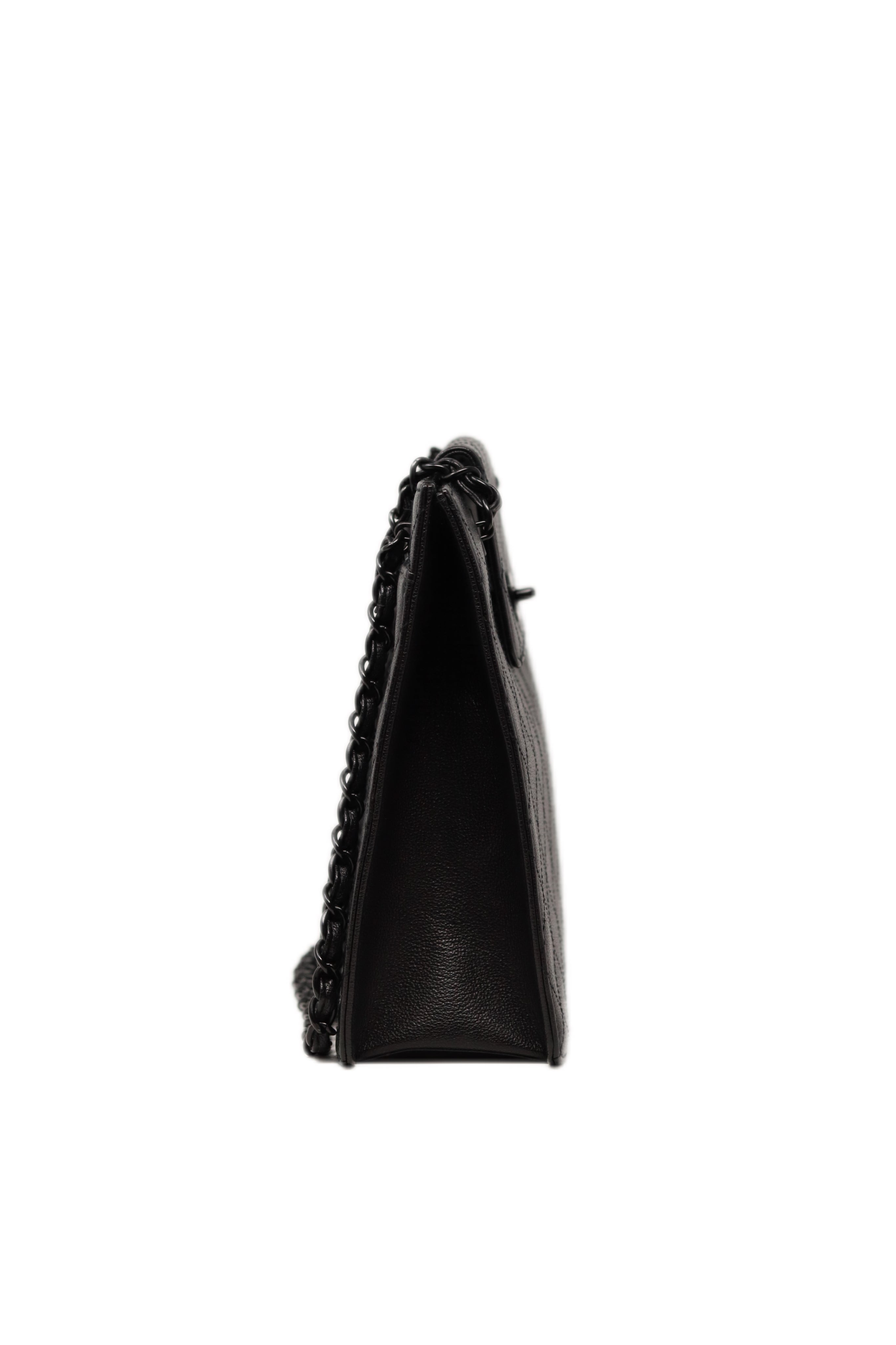 Pre-Owned CHANEL all black Wild Stitch Chain Tote Bag