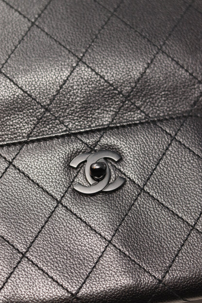Pre-Owned CHANEL all black Wild Stitch Chain Tote Bag
