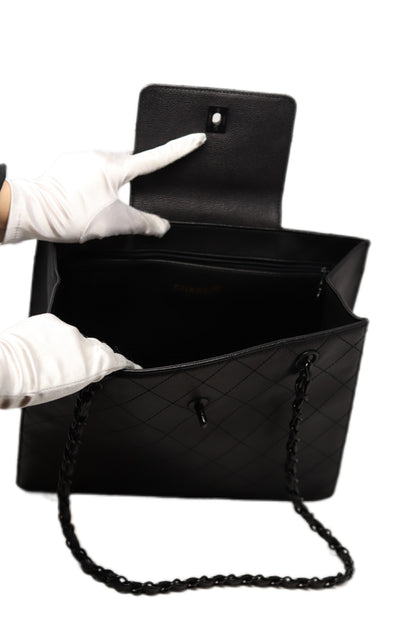 Pre-Owned CHANEL all black Wild Stitch Chain Tote Bag