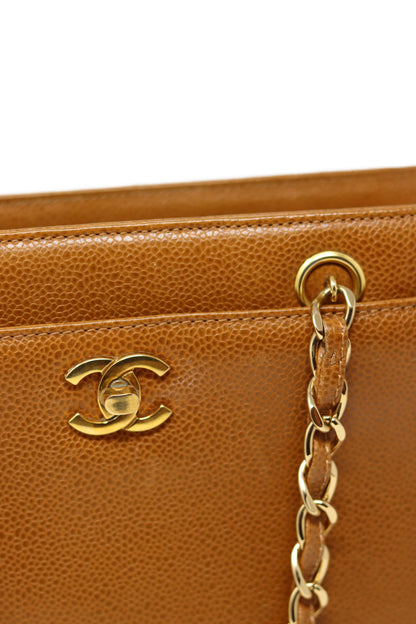 Pre-Owned CHANEL Brown Caviar Leather Tote Bag