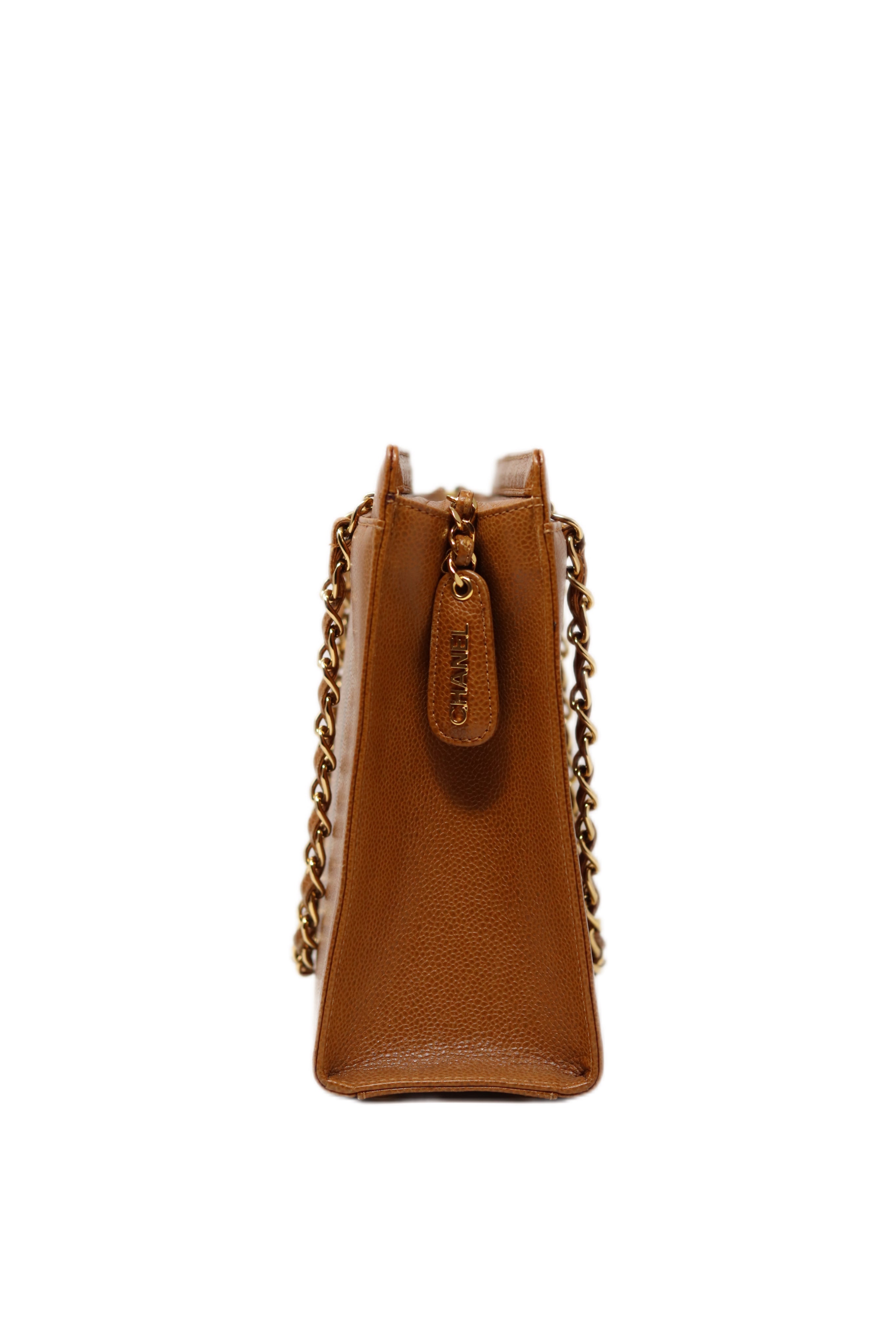 Pre-Owned CHANEL Brown Caviar Leather Tote Bag