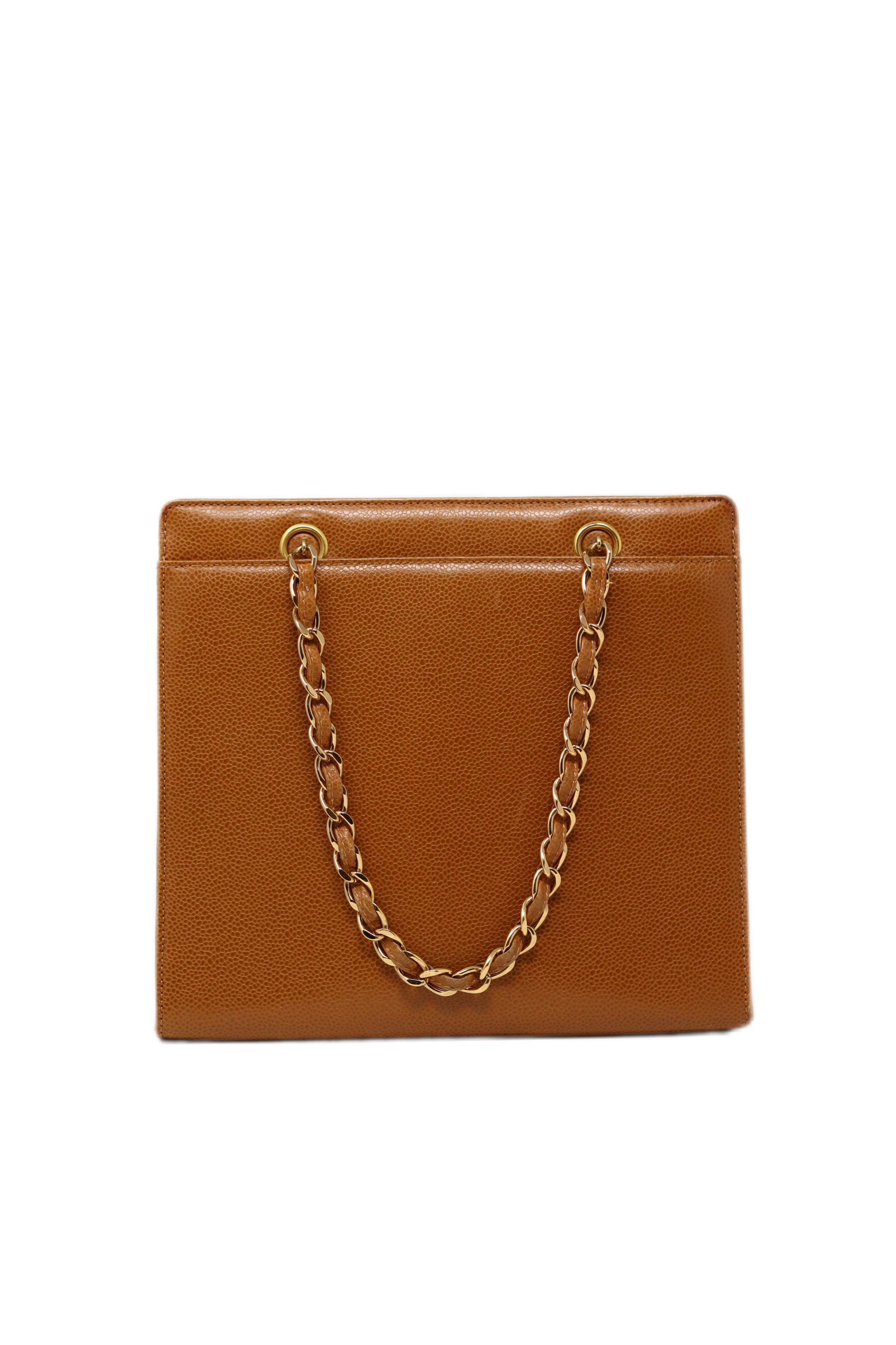 Pre-Owned CHANEL Brown Caviar Leather Tote Bag