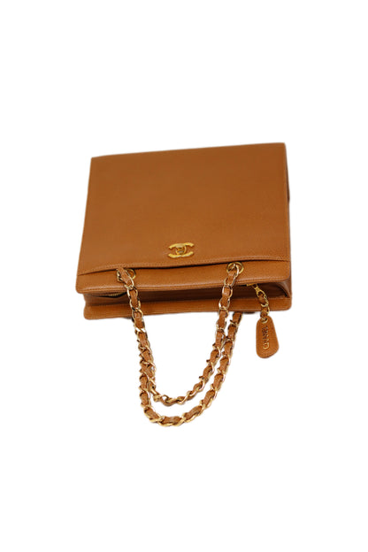 Pre-Owned CHANEL Brown Caviar Leather Tote Bag