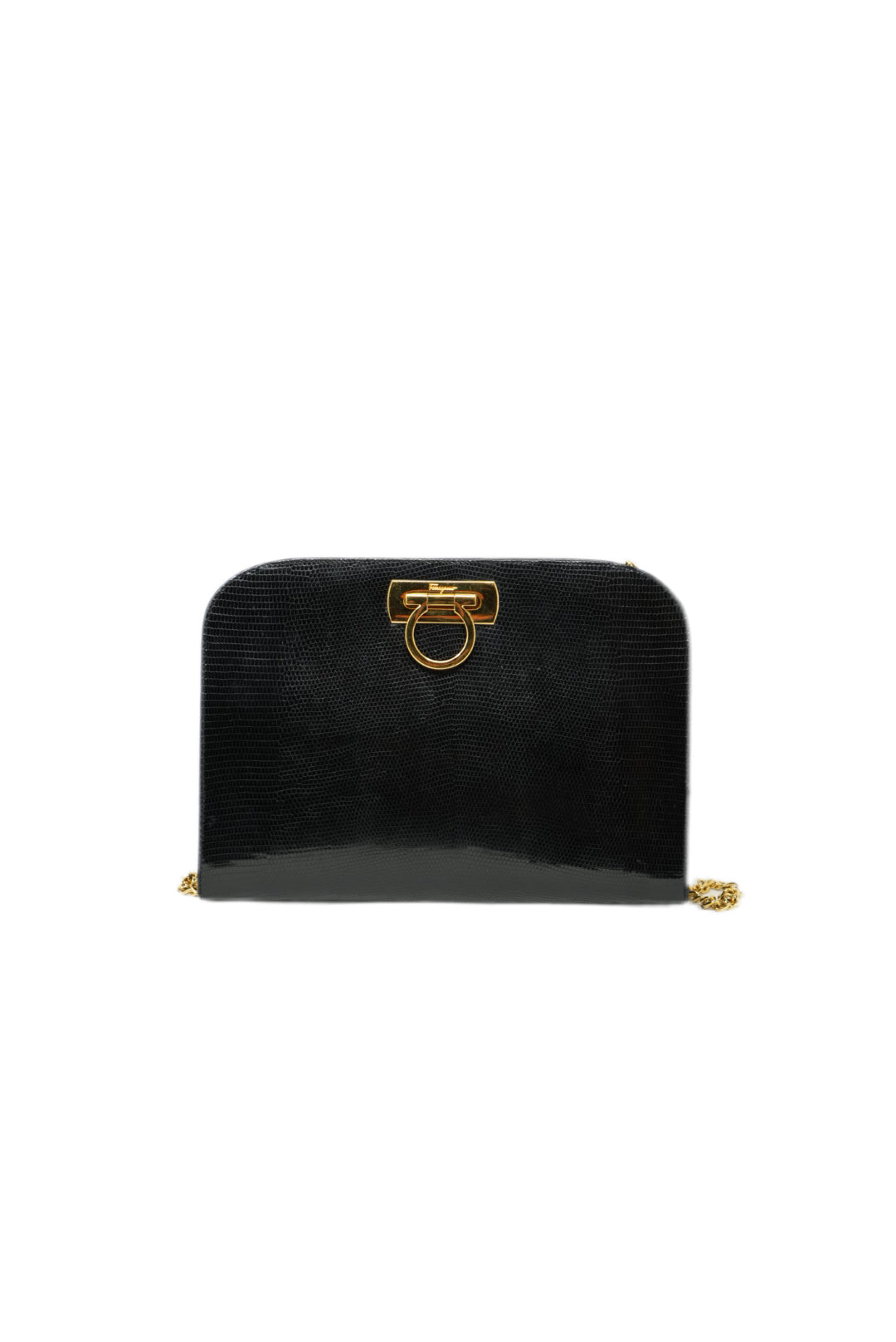 Salvatore Ferragamo Gancini Shoulder Bag Black Calfskin