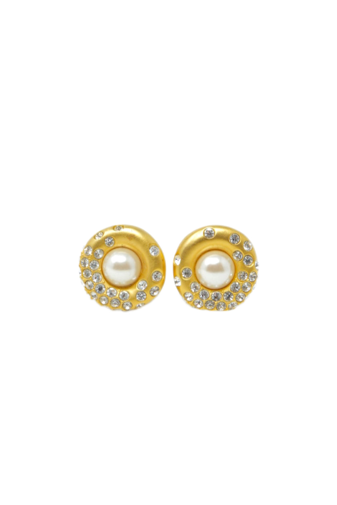 Givenchy Faux Pearl Rhinestone Earrings Clip-On