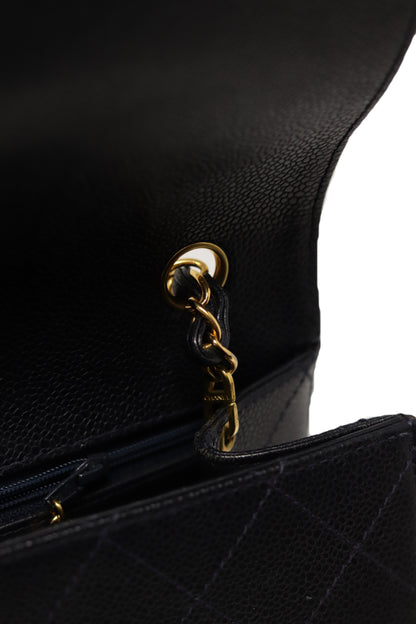 Pre-Owned Chanel Flap Bag Jumbo Dark Blue Caviar