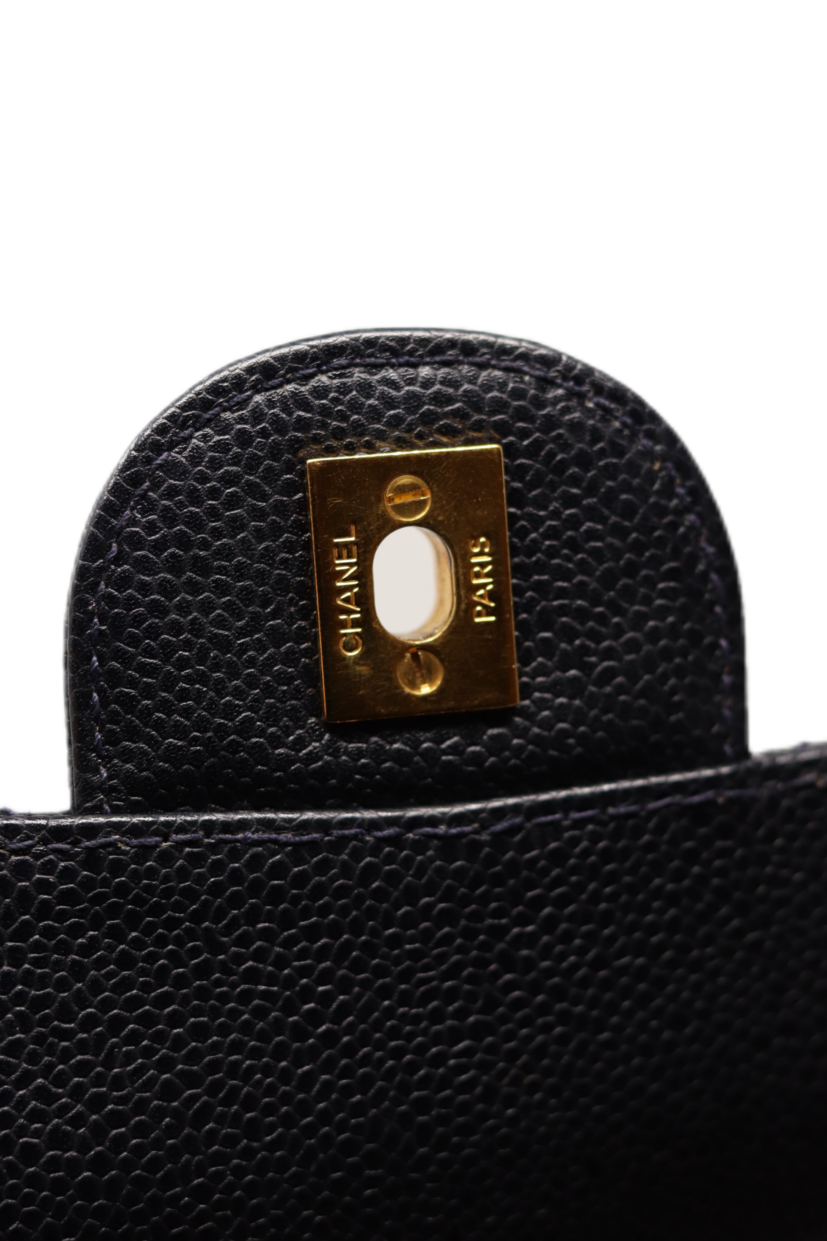 Pre-Owned Chanel Flap Bag Jumbo Dark Blue Caviar