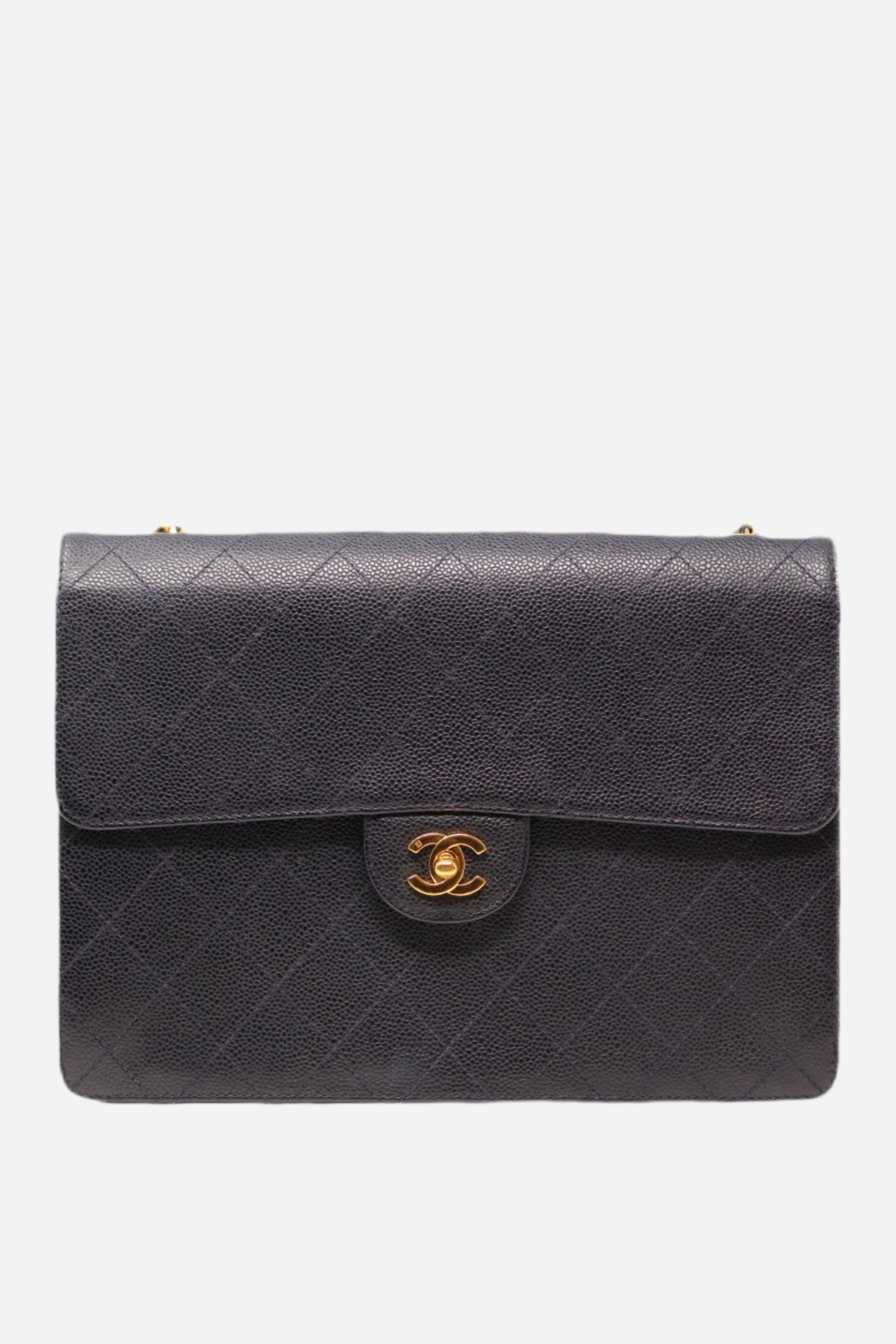 Pre-Owned Chanel Flap Bag Jumbo Dark Blue Caviar