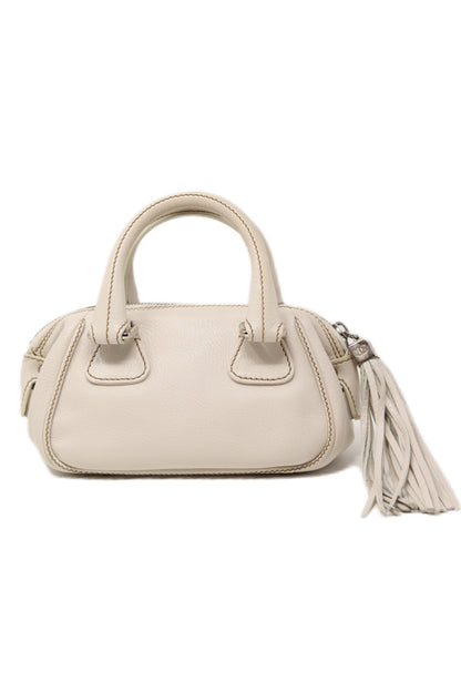 Pre-Owned Chanel 2003-2004 Mini Handle Bag Calfskin White