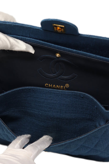 Pre-Owned Chanel Classic Double Flap Bag Linen Canvas