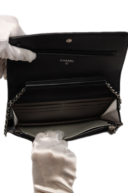 Pre-Owned Chanel 2011-2012 Camila Wallet On Chain Lambskin Black