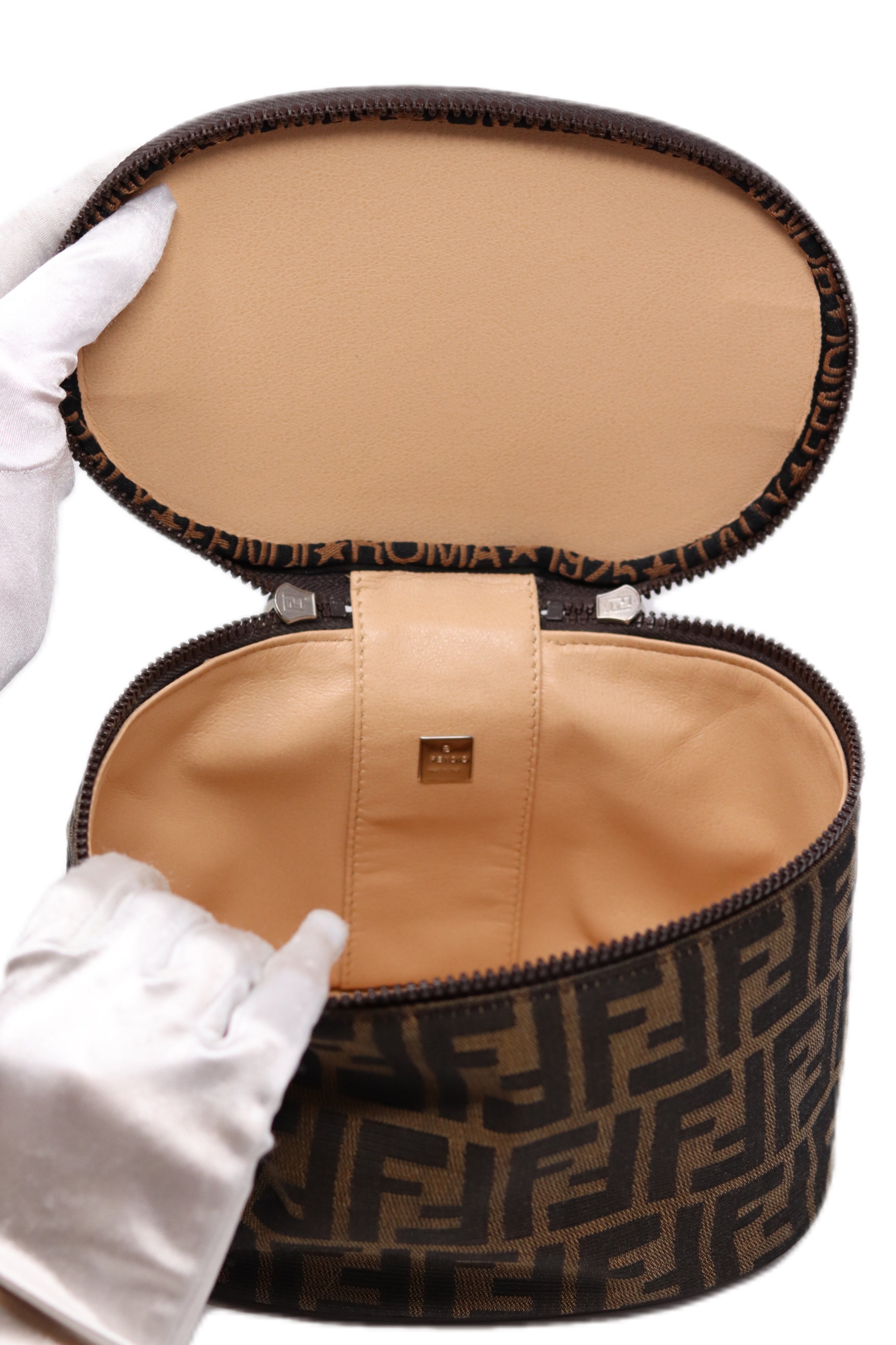 FENDI Zucchino Pattern Cosmetic Vanity Hand Bag
