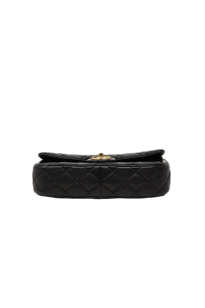 Pre-Owned Chanel 2015-2016 Patent&Calfskin Flap Bag Black