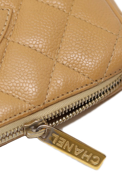 Pre-Owned CHANEL 2003-2004 Hobo Bag Beige Caviar