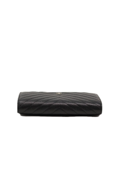 Pre-Owned Chanel 2017-2018 V Pattern Wallet On Chain Black